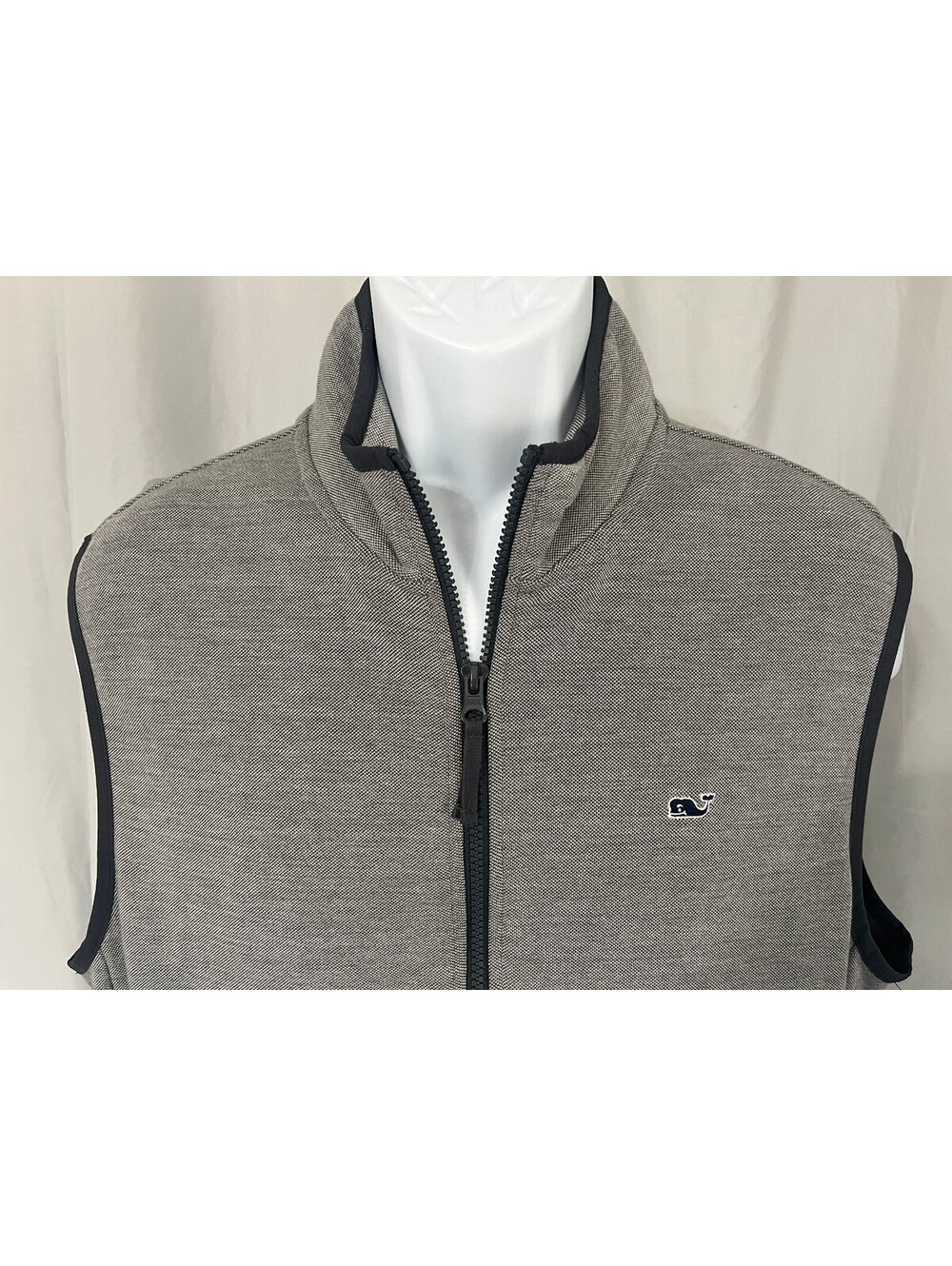 Vineyard Vines Men's Gray Blue Full Zip Golf Vest Large L Jacket